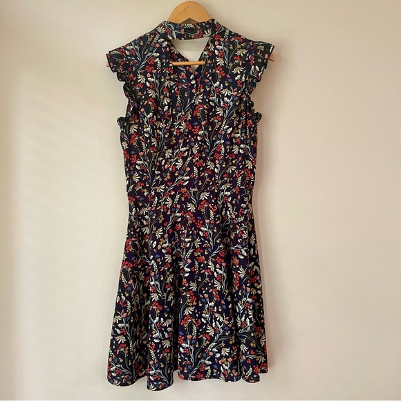 DEX Floral Patterned Button Down Back Cutout Mini Dress Women’s Small - Picture 2 of 7